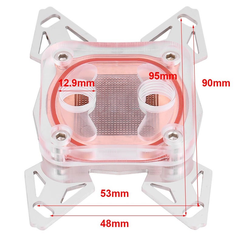 Wendry Universal Computer CPU Water Block, Professional CPU Water Cooling Block, Computer CPU Water Cooler Block with Red Copper Base POM Cover for AM4 - Image 2